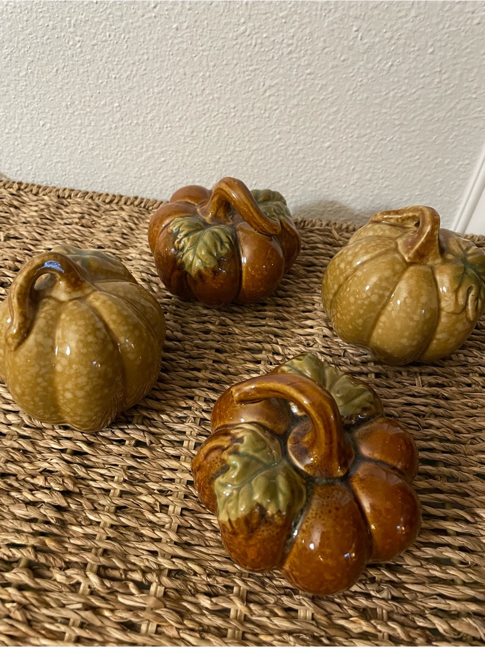 Glazed Ceramic Fall Pumpkins Lot of 4